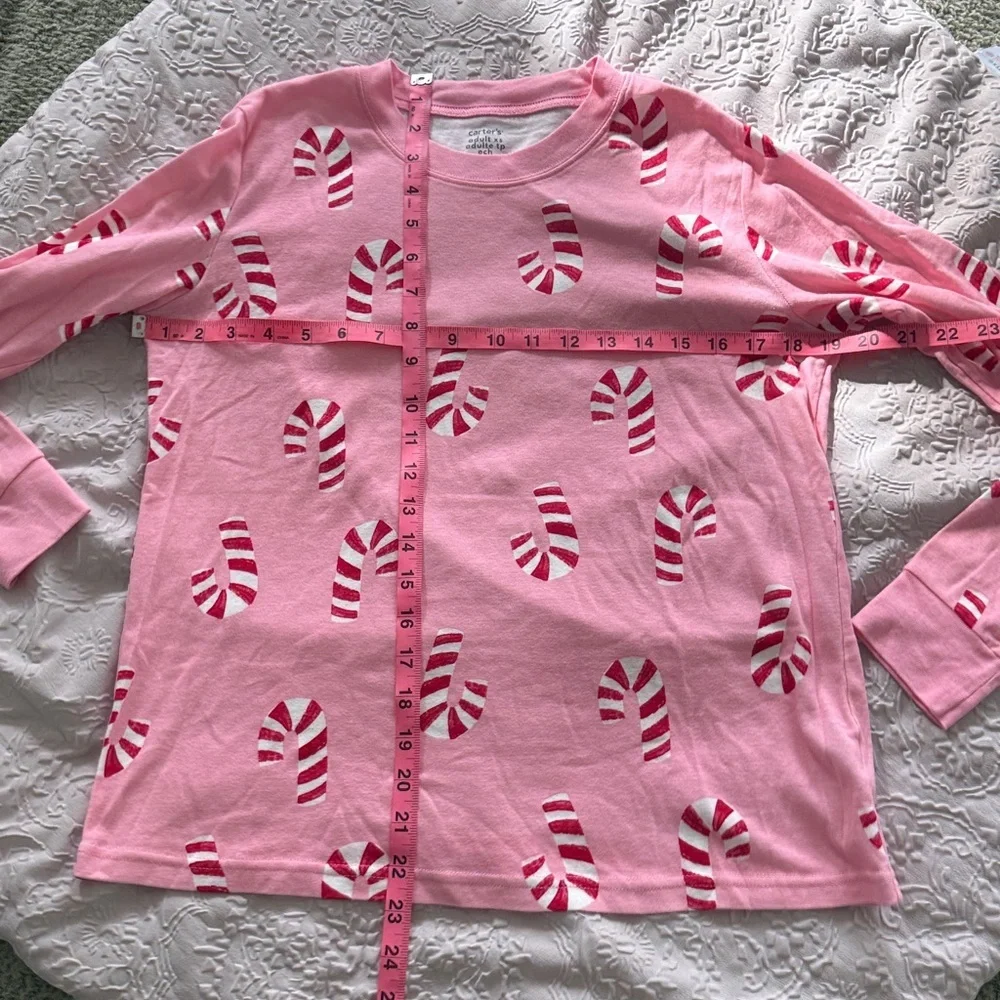 Carter's Women’s Pink Candy Cane Pajama  Long-Sleeve 2-Piece Pajamas - Pink XS - Picture 5 of 10